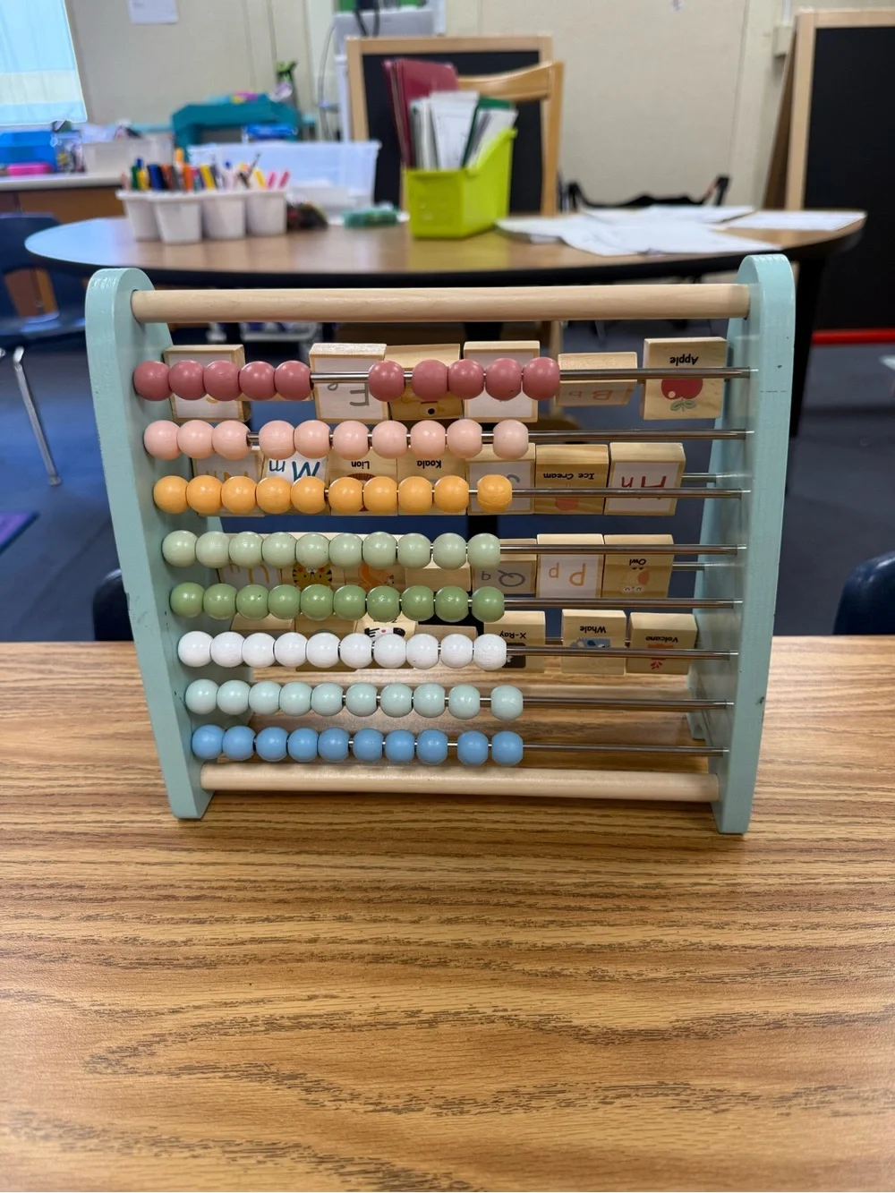 Wooden Alphabet Abacus Toy - Blue